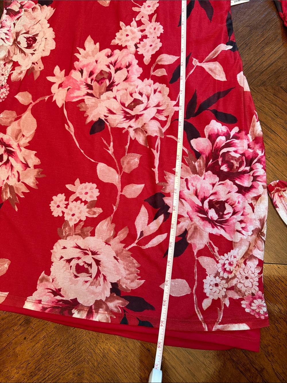 Red Floral Long-Sleeve Mini Dress - Picture 5 of 5